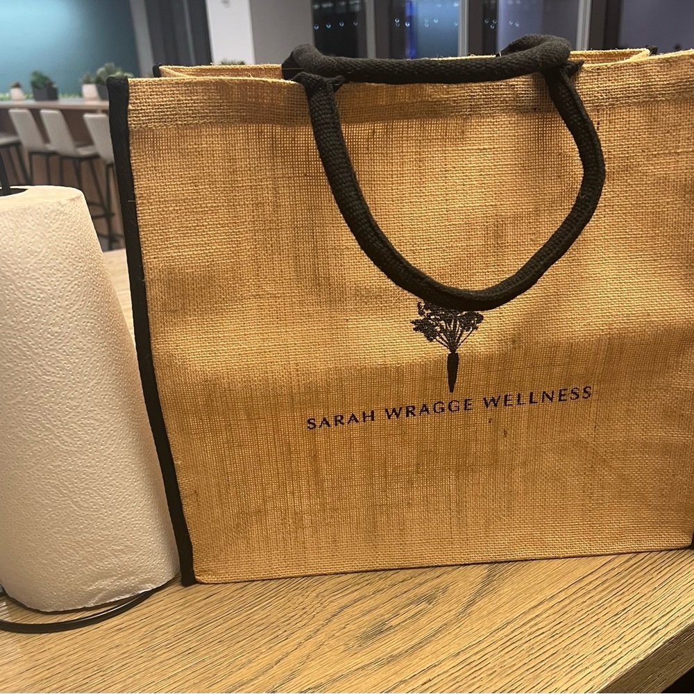 Tan and Black Structured Tote Bag